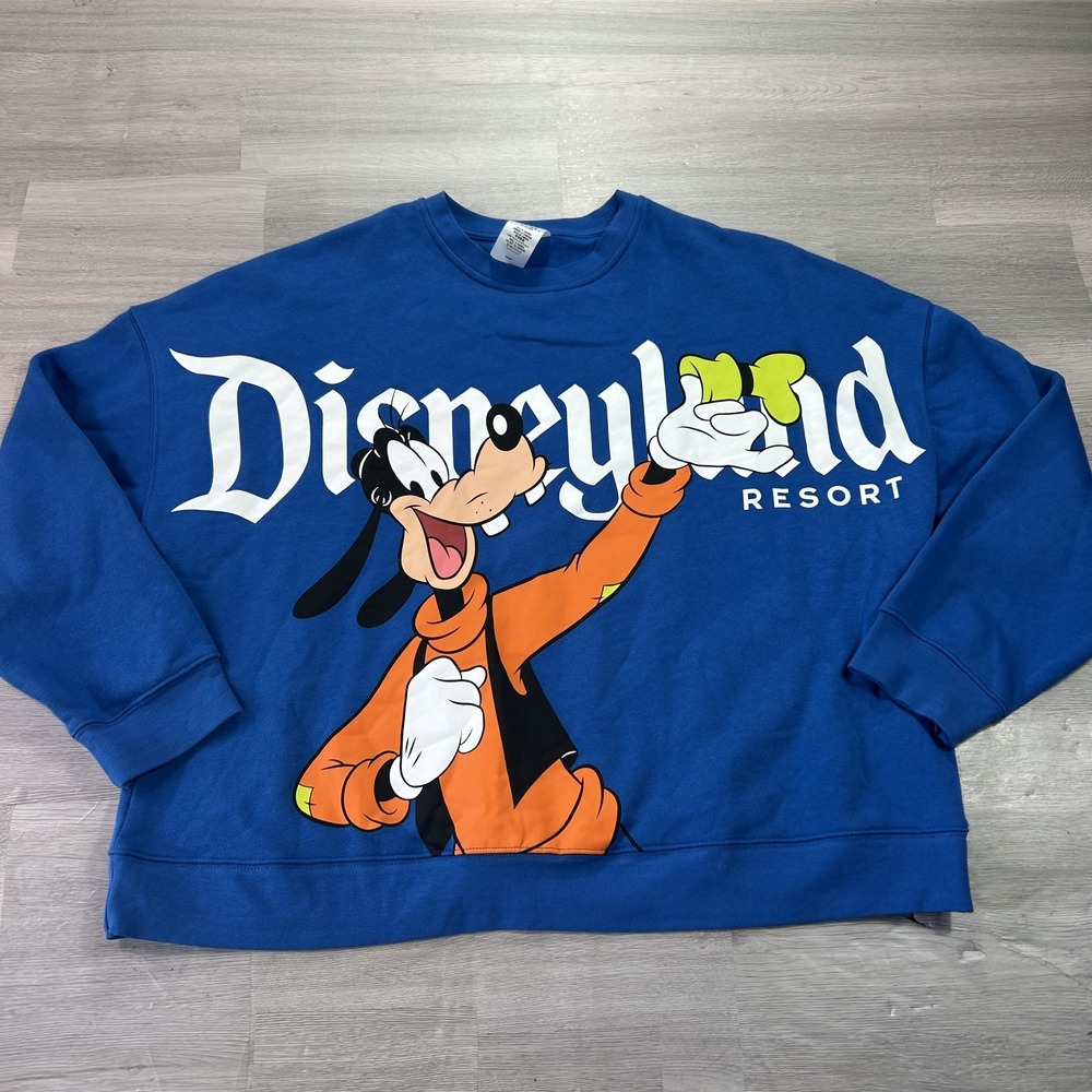 Disney Disneyland Resort Goofy Sweatshirt Mens Large Blue Crewneck Pullover